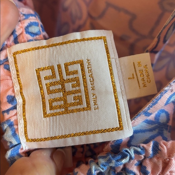 Gorgeous! Emily McCarthy pink/blue linen dress L - Picture 4 of 5